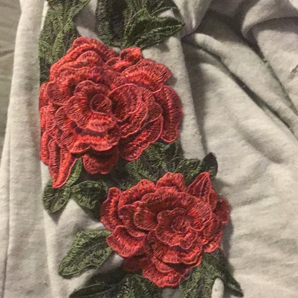 Akira Distressed Sweatshirt with Red Roses - Picture 6 of 7